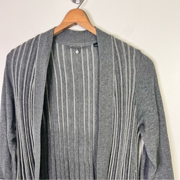 ANTHROPOLOGIE Knitted & Knotted Open Front Grey Cardigan Sweater - Picture 5 of 13